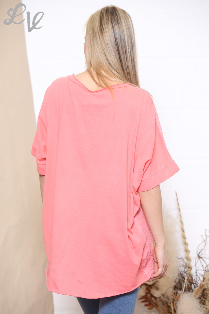 Dames Peace Sign Top Koraal
