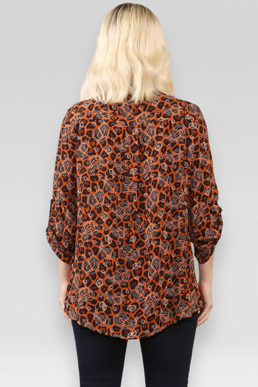 LEOPARD PAISLEY PRINT OVERHEMD ROEST