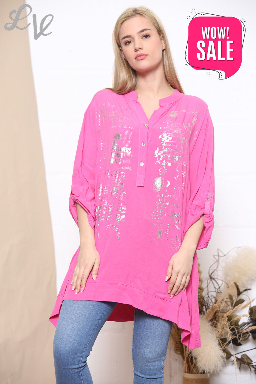 Damesfoliedruk Blouse Cerise