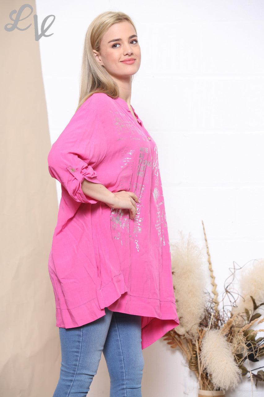 Damesfoliedruk Blouse Cerise