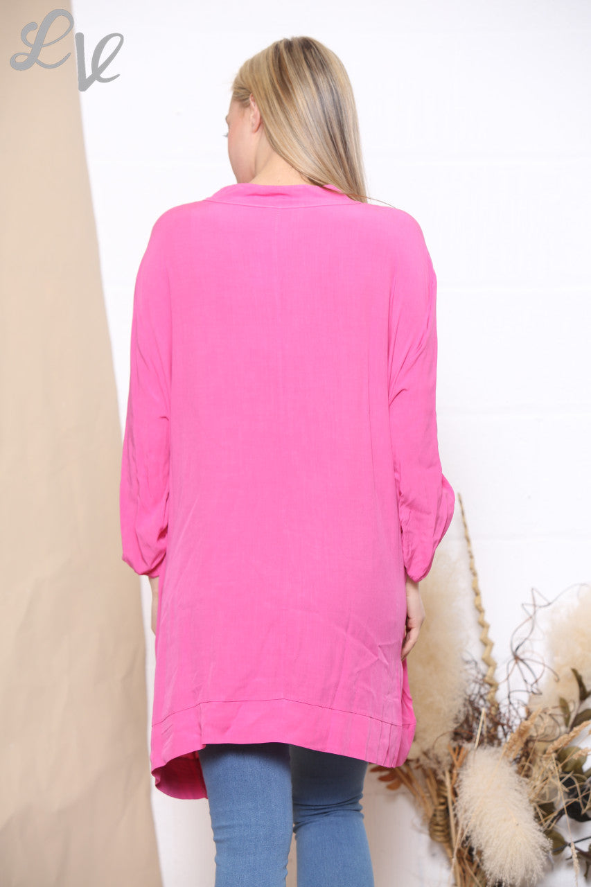 Damesfoliedruk Blouse Cerise