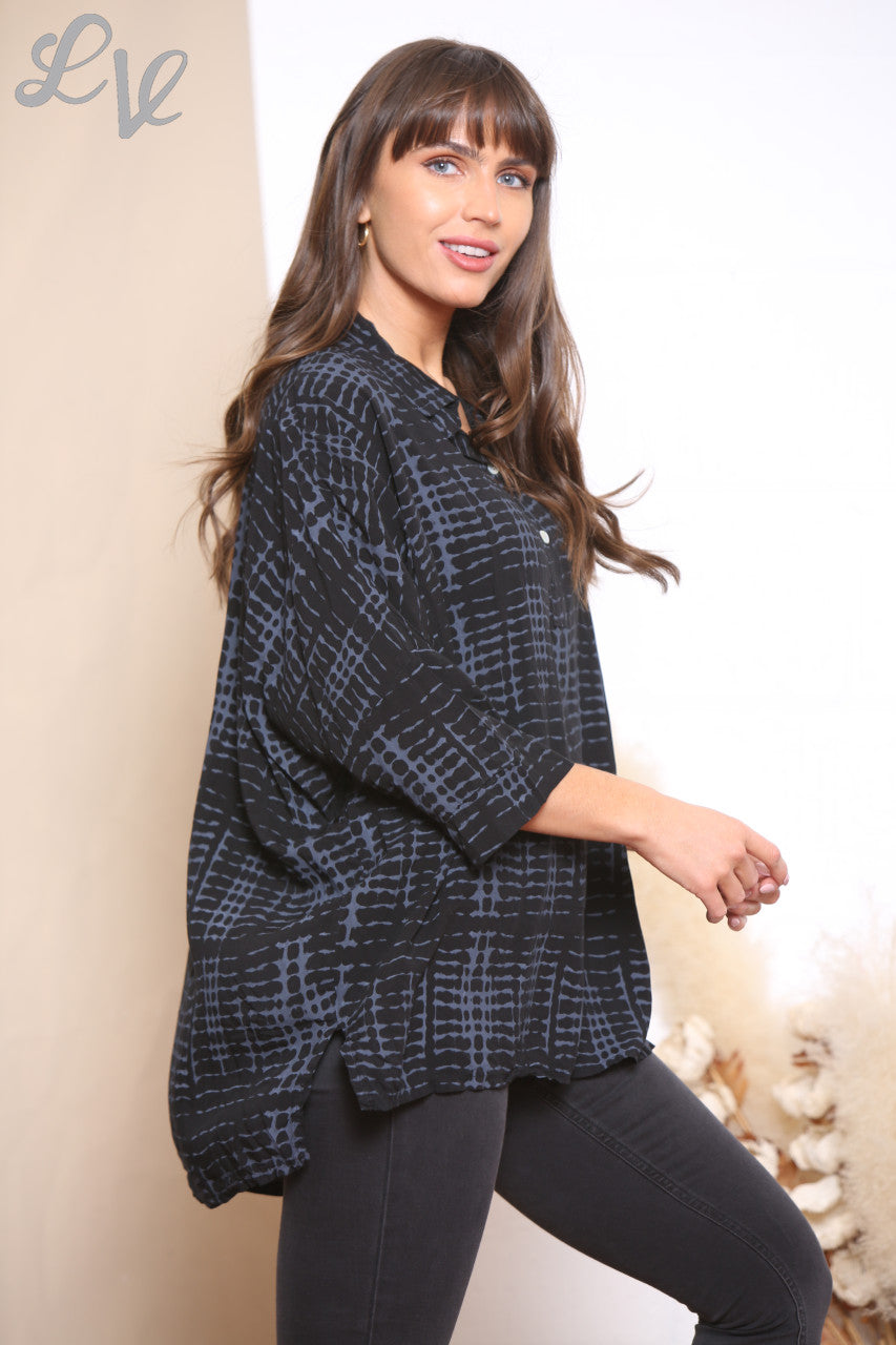 Ladies Snake Print Shirt Top Black