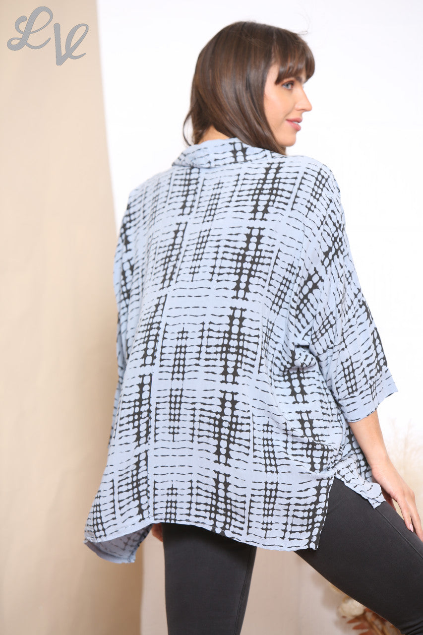 Ladies Snake Print Shirt Top Grey