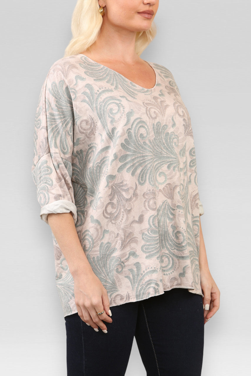 BAROKKE TRUI MET PRINT KHAKI