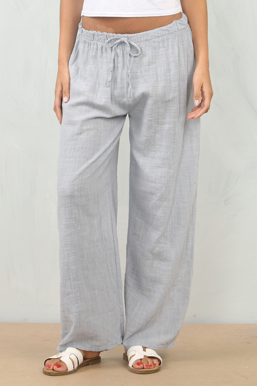 KATOENEN BROEK MET ELASTIEK IN DE TAILLE GRIJS