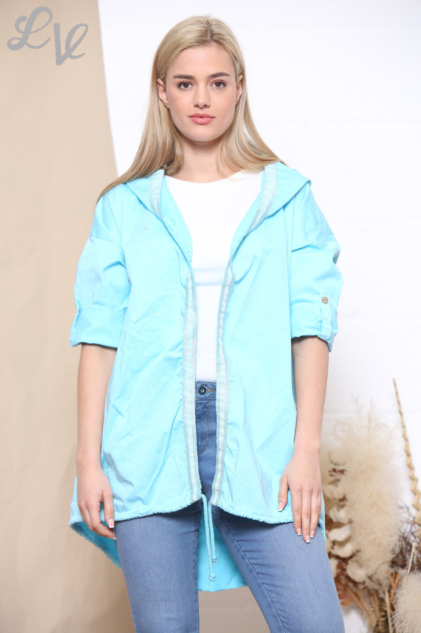 Ladies Sequin & Foil Back Jacket Turquoise