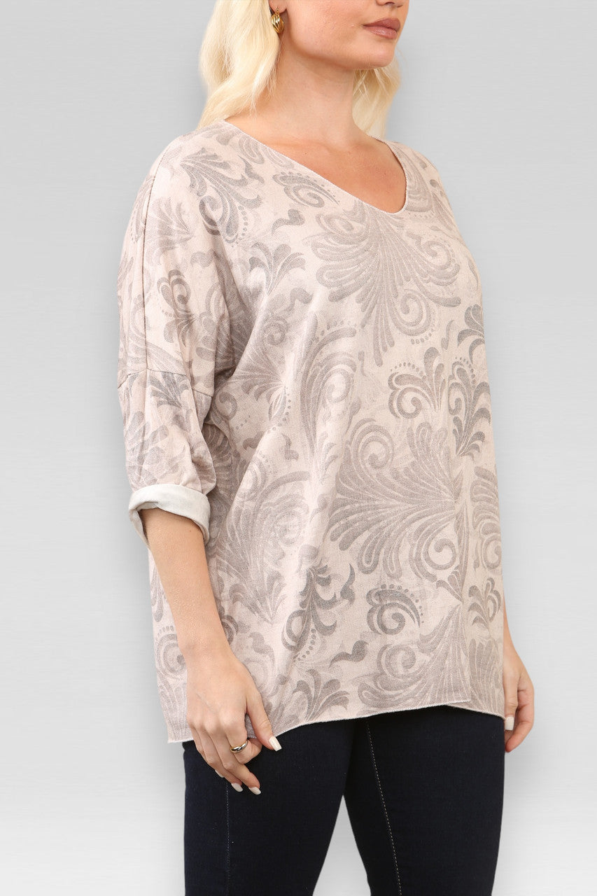 BAROKKE TRUI MET PRINT BRUIN