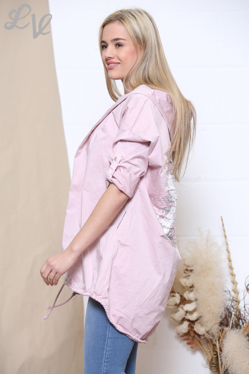 Dames Sequin & Folie Jas Roze
