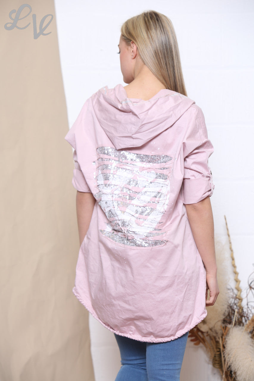 Dames Sequin & Folie Jas Roze