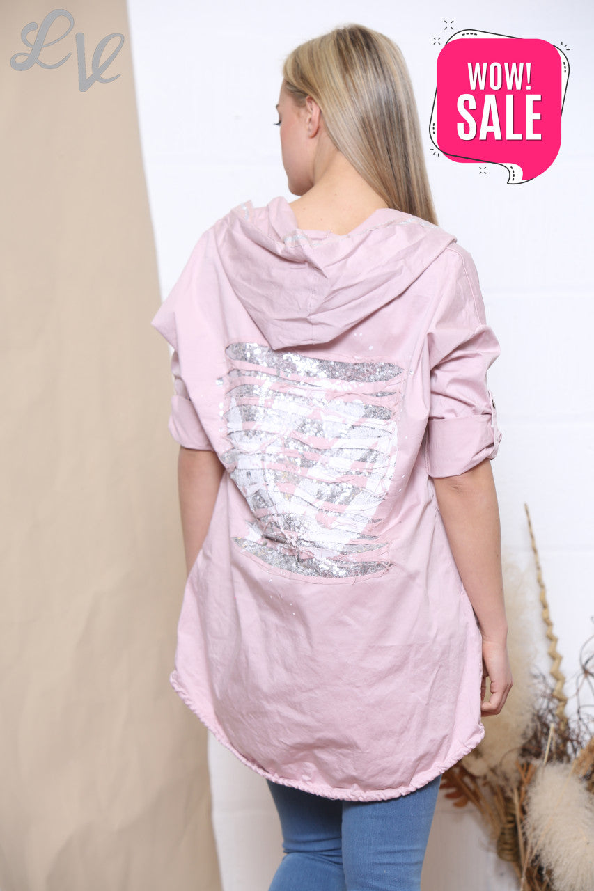 Dames Sequin & Folie Jas Roze