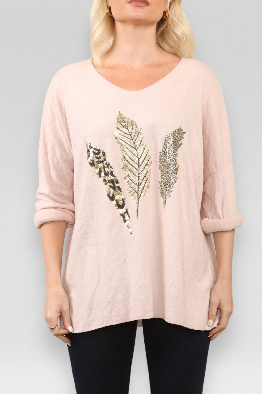 TRUI MET VERENFOLIE PRINT STOF ROZE