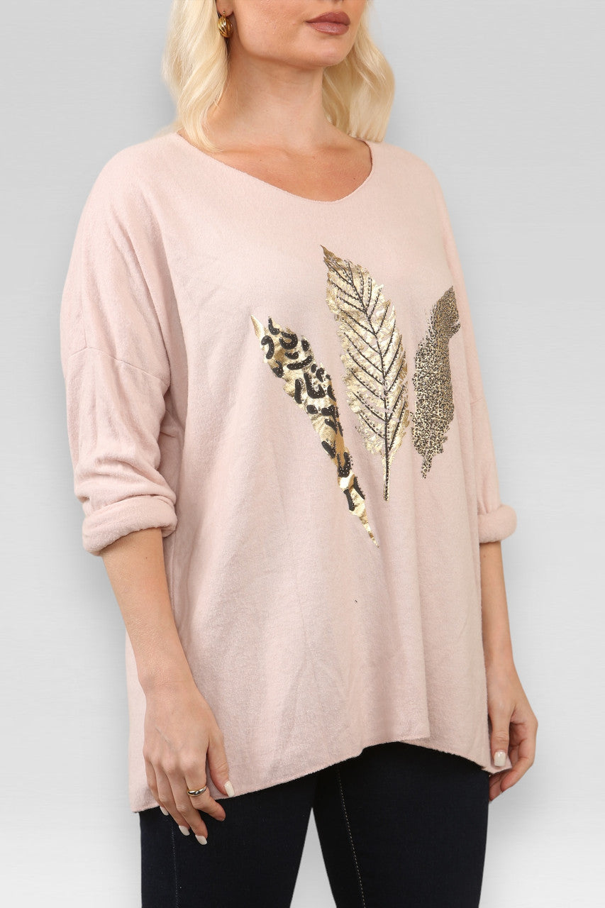 TRUI MET VERENFOLIE PRINT STOF ROZE