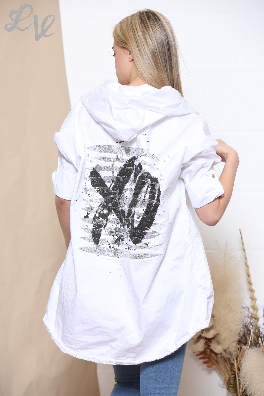 Ladies Sequin & Foil Back Jacket White