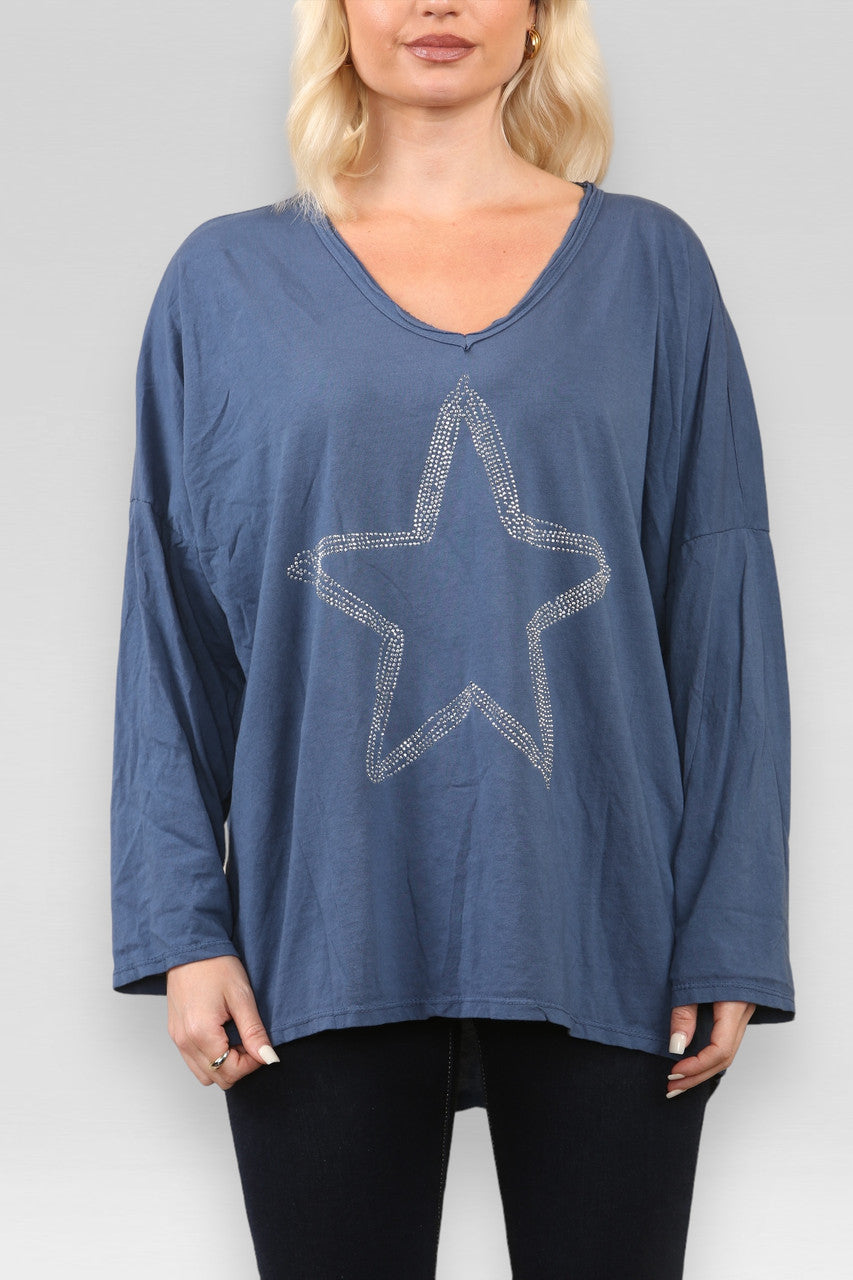 DIAMANT STER TOP DENIM