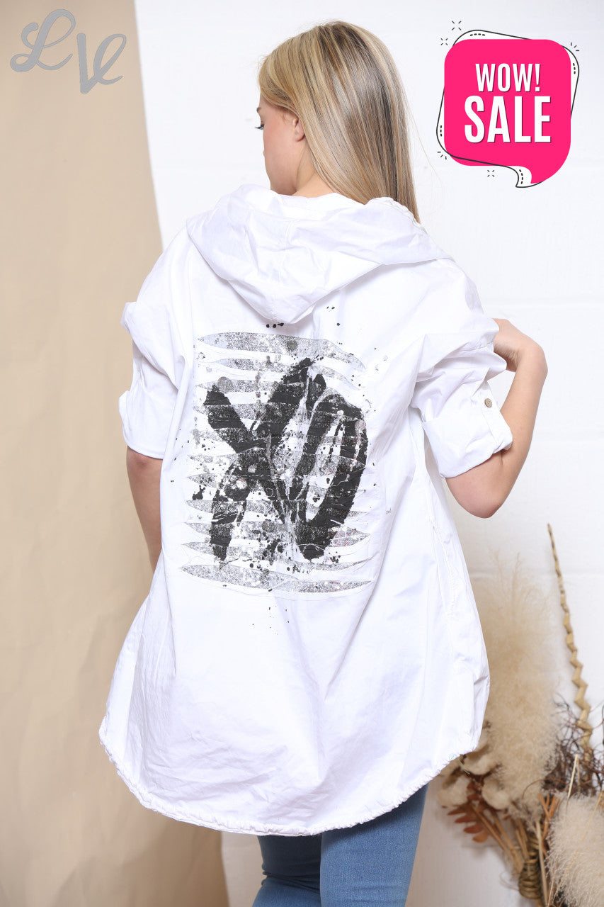Ladies Sequin & Foil Back Jacket White