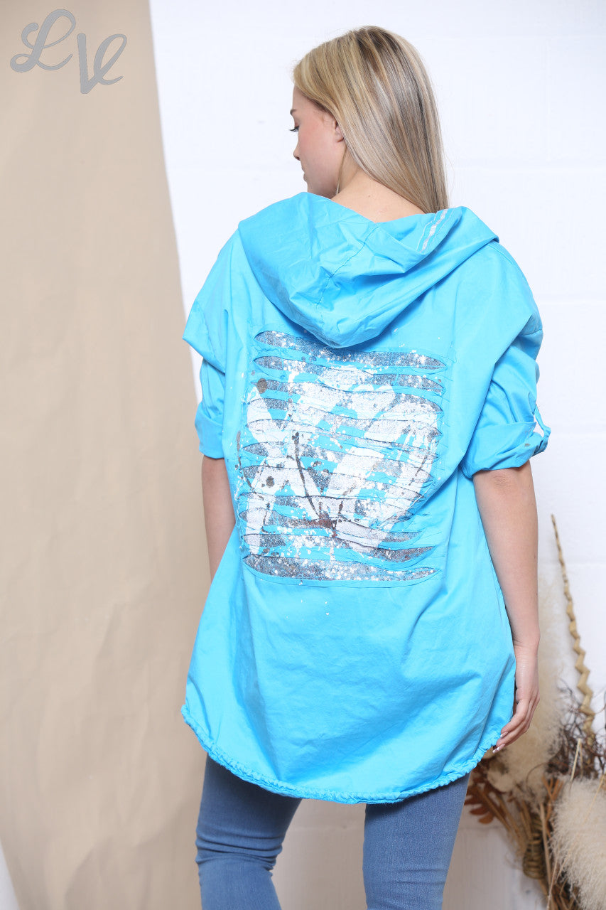 Copy of Ladies Sequin & Foil Back Jacket Aqua Unit Price Was £18.99 NOW £8.99