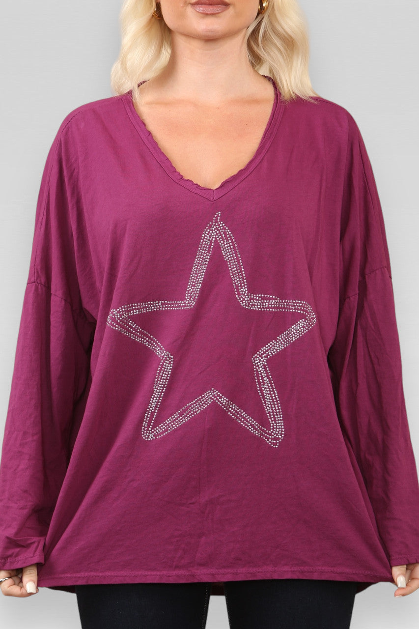 DIAMANTE STERREN TOP MAGENTA