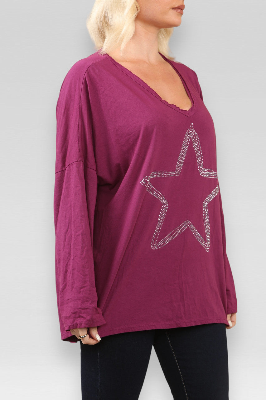 DIAMANTE STERREN TOP MAGENTA