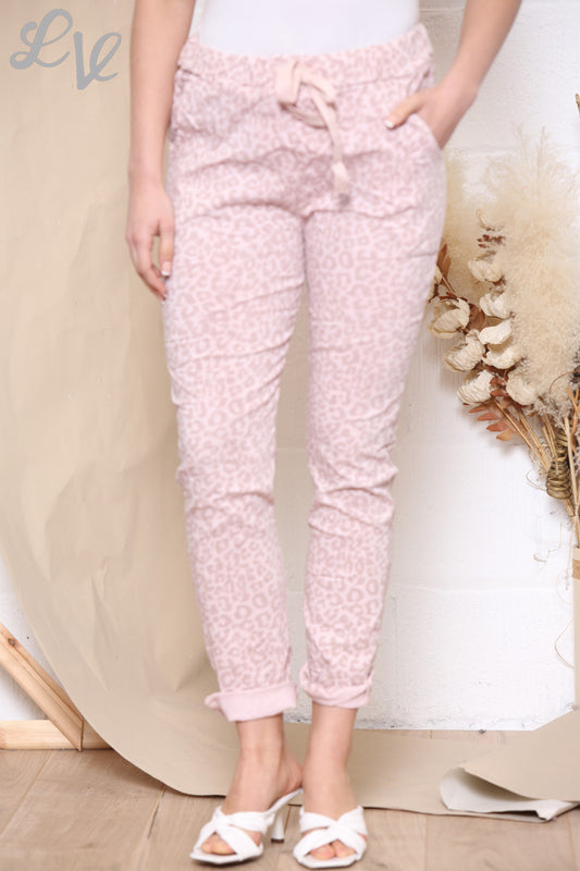 Dames Animal Print Magic Broek Dusty Roze