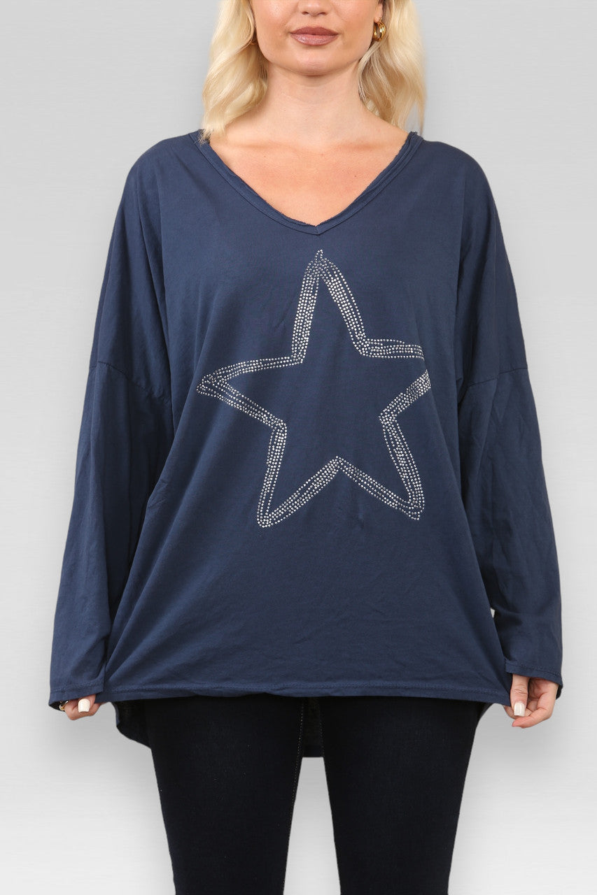 DIAMANTE STERREN TOP NAVY