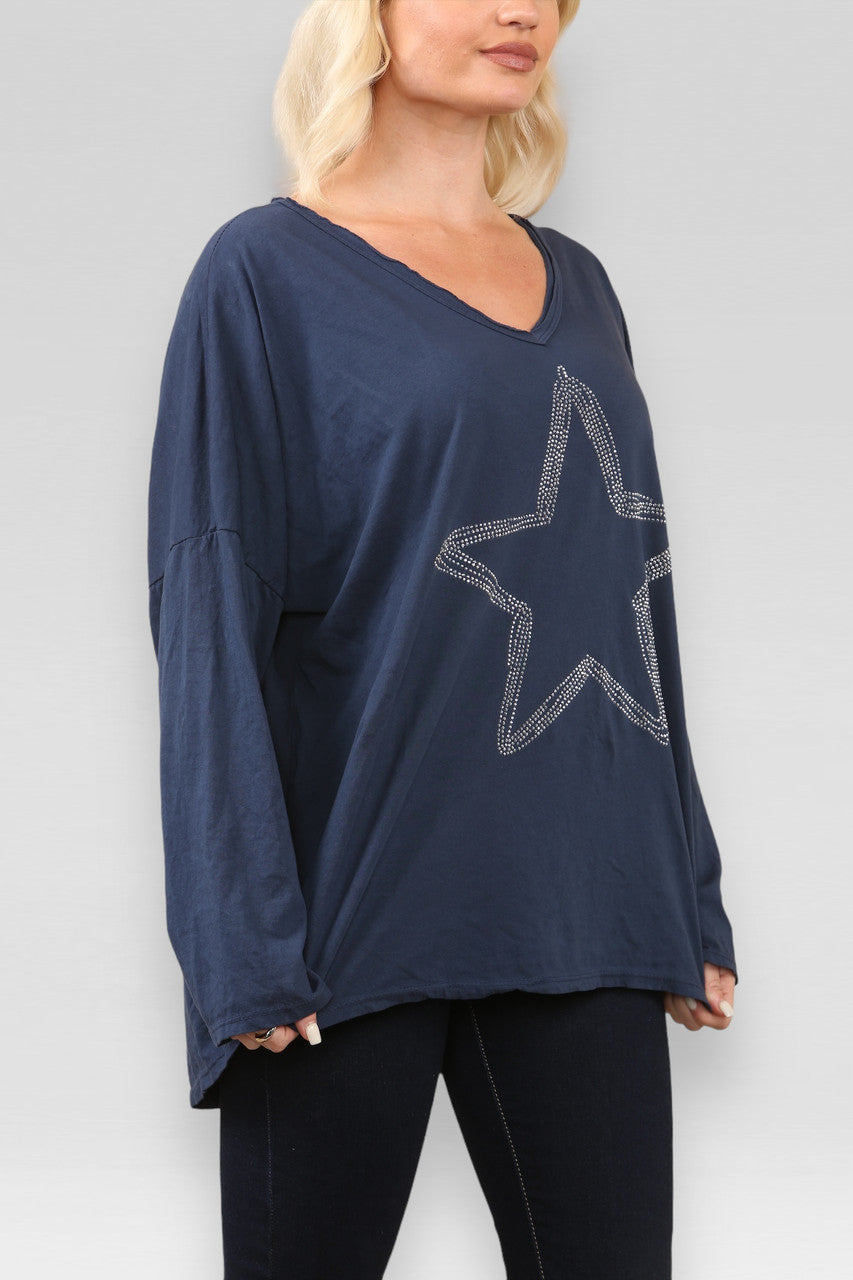 DIAMANTE STERREN TOP NAVY