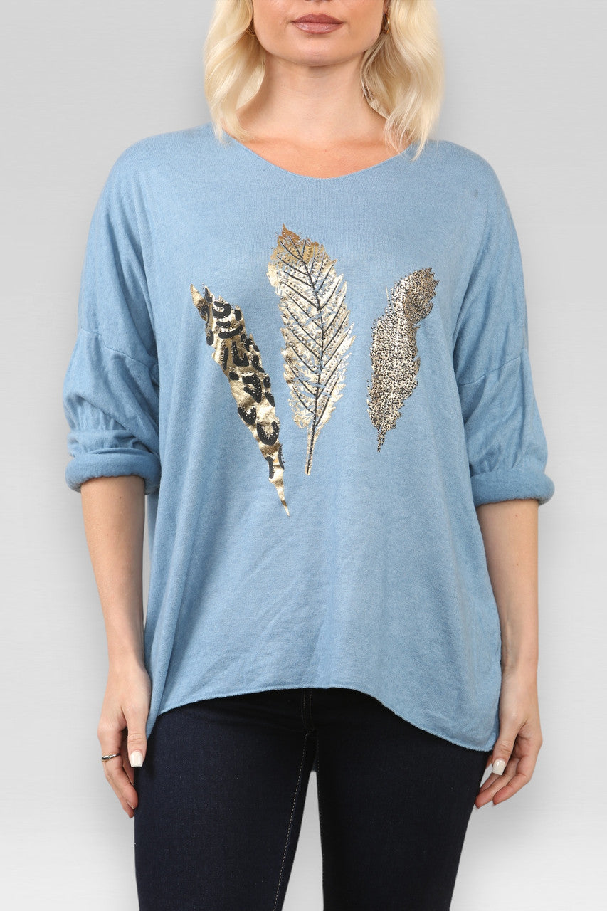 VEERFOLIE GRAFISCHE TRUI TOP DENIM