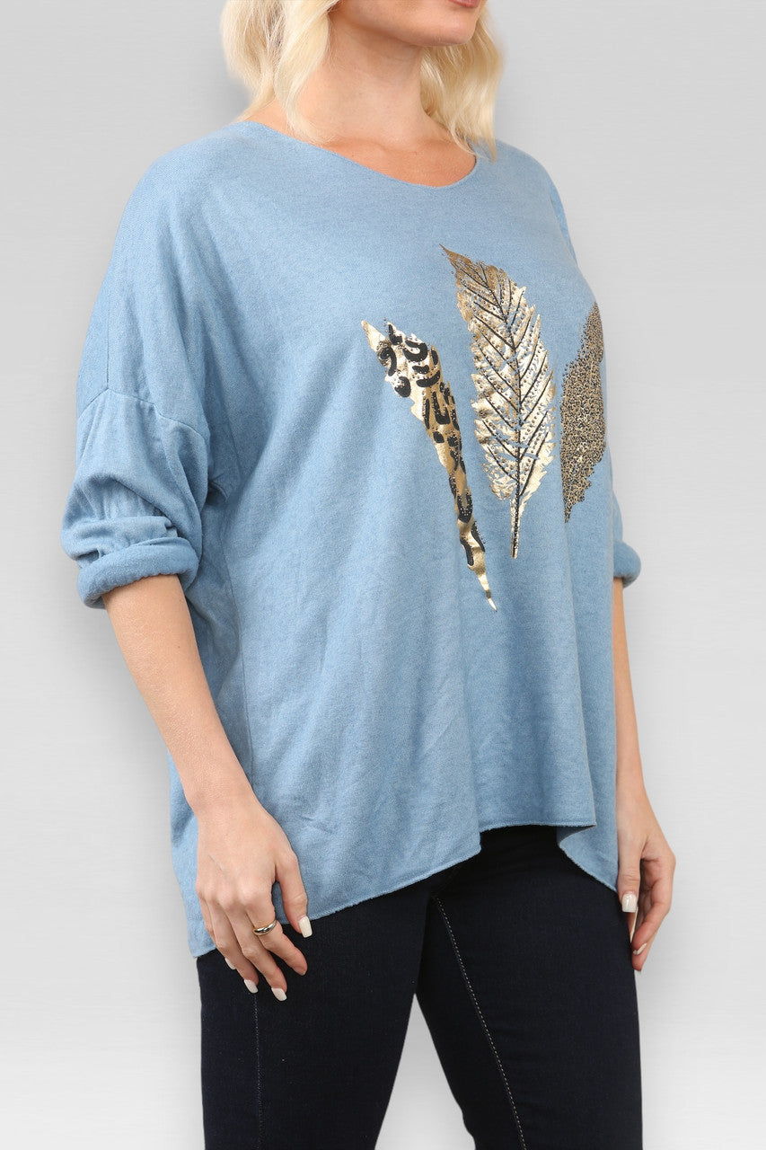 VEERFOLIE GRAFISCHE TRUI TOP DENIM