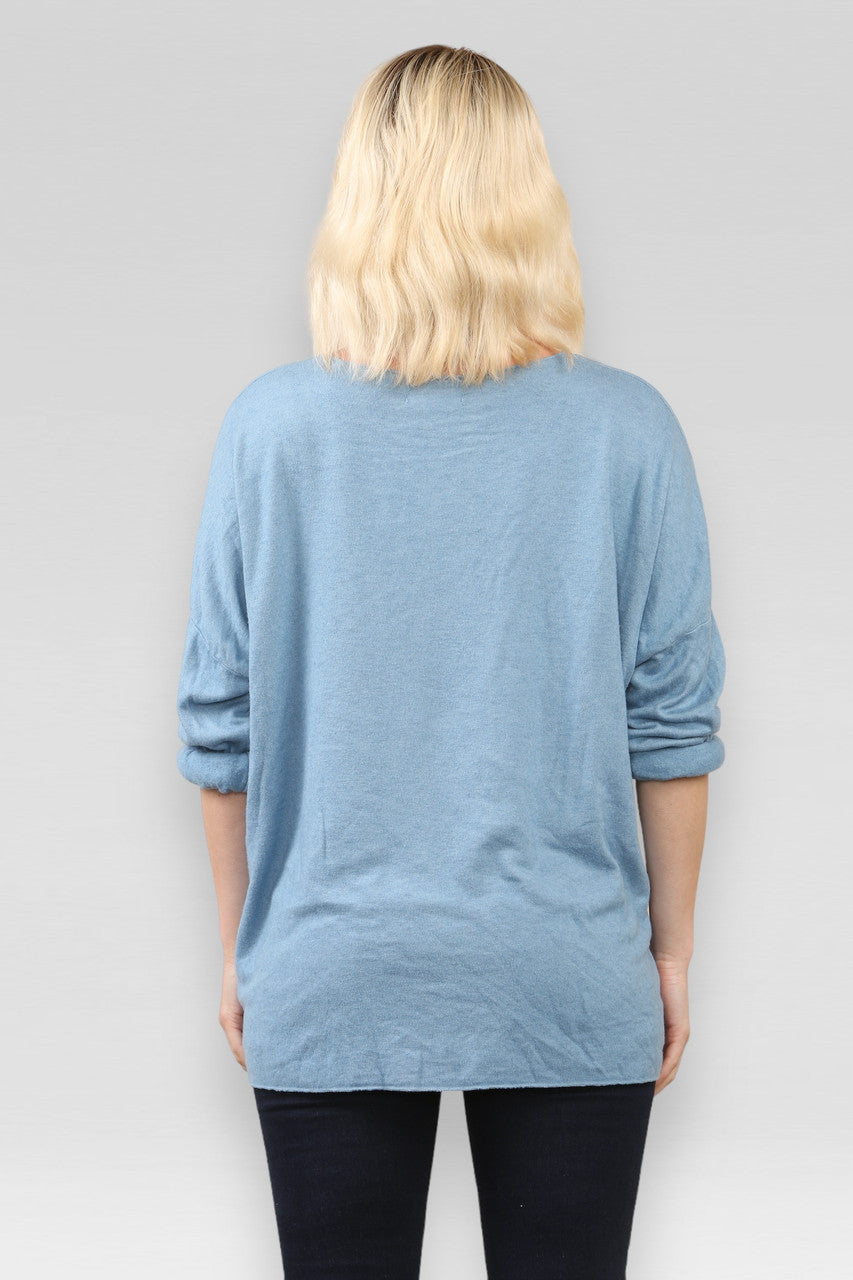 VEERFOLIE GRAFISCHE TRUI TOP DENIM