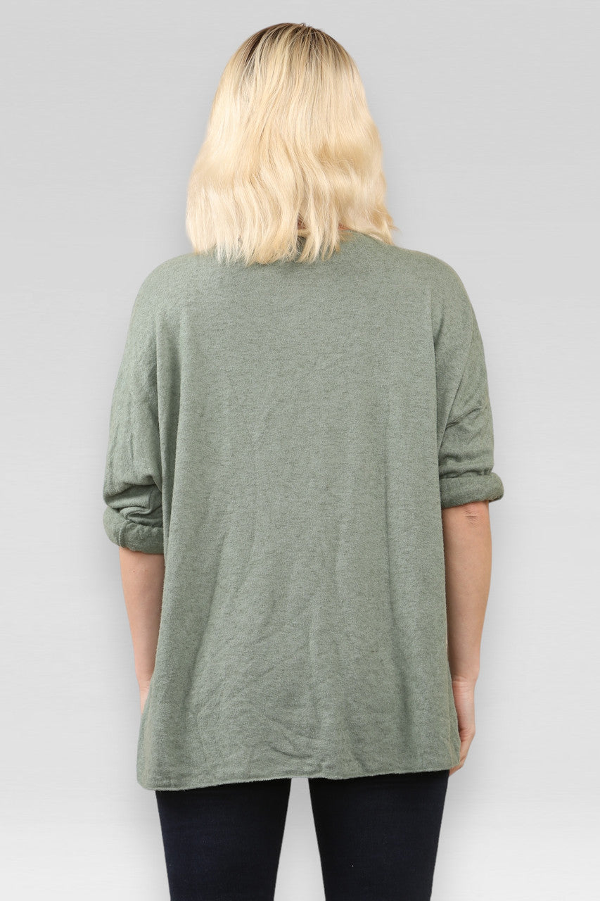 TRUI TOP MET VEERFOLIEPRINT KHAKI
