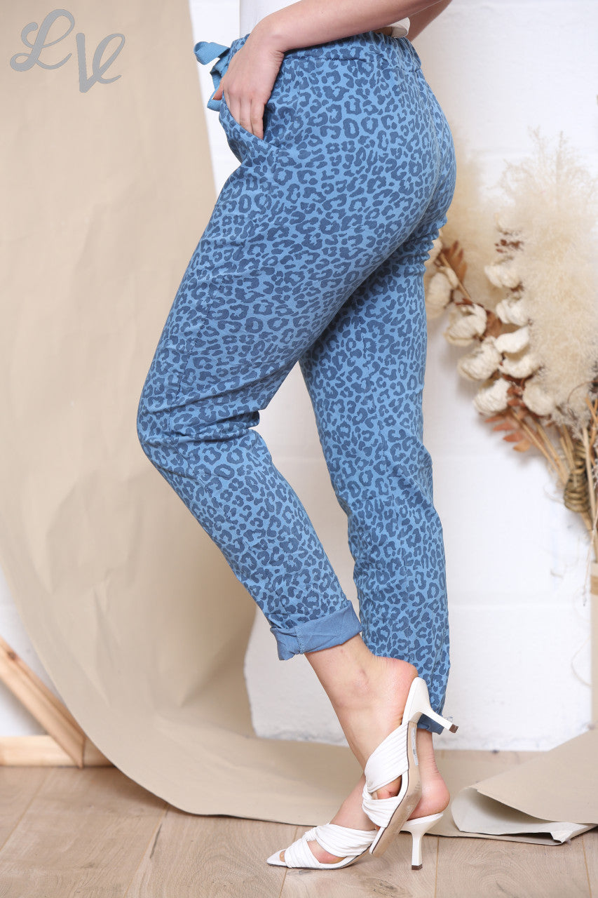 Ladies Animal Print Magic Trousers Pants Denim