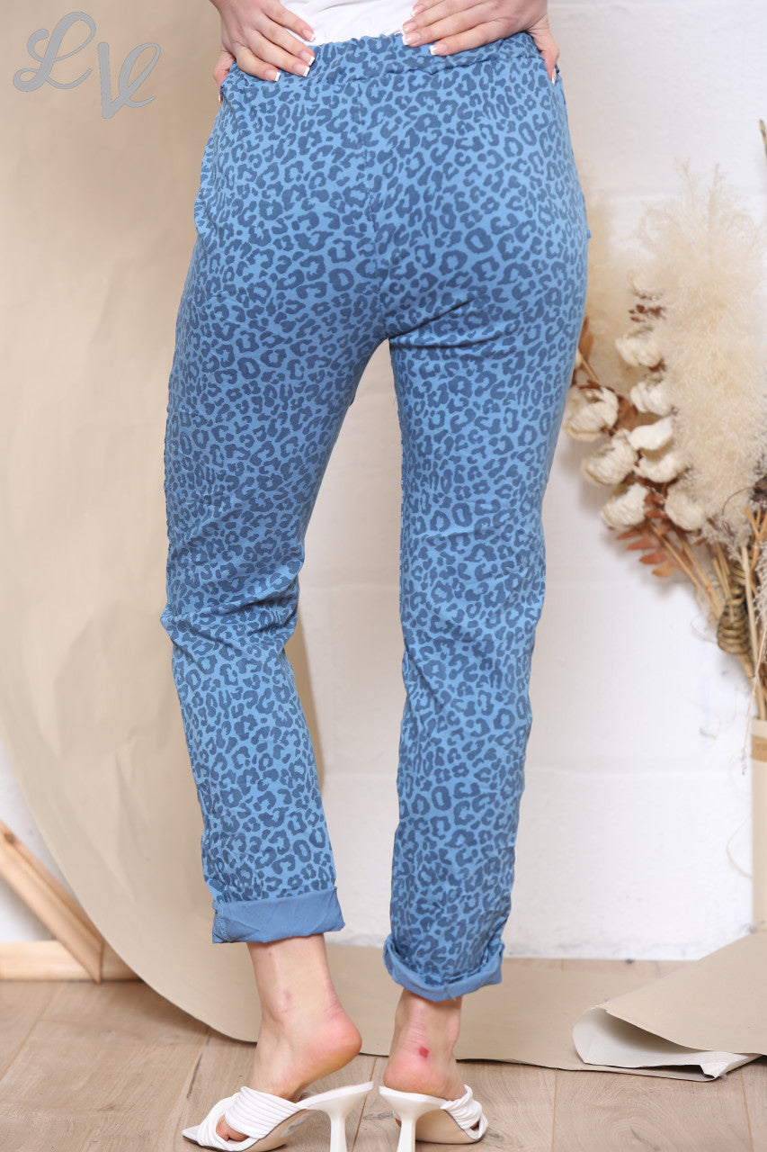 Ladies Animal Print Magic Trousers Pants Denim