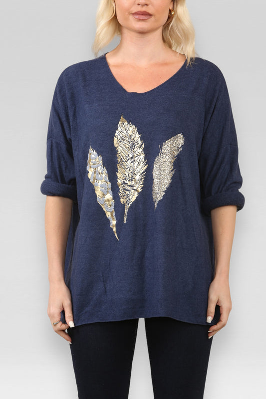 TRUI MET VERENFOLIEOPDRUK MARINEBLAUW