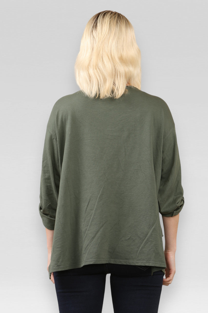 SWEATER MET ZAK EN NAADDETAIL KHAKI