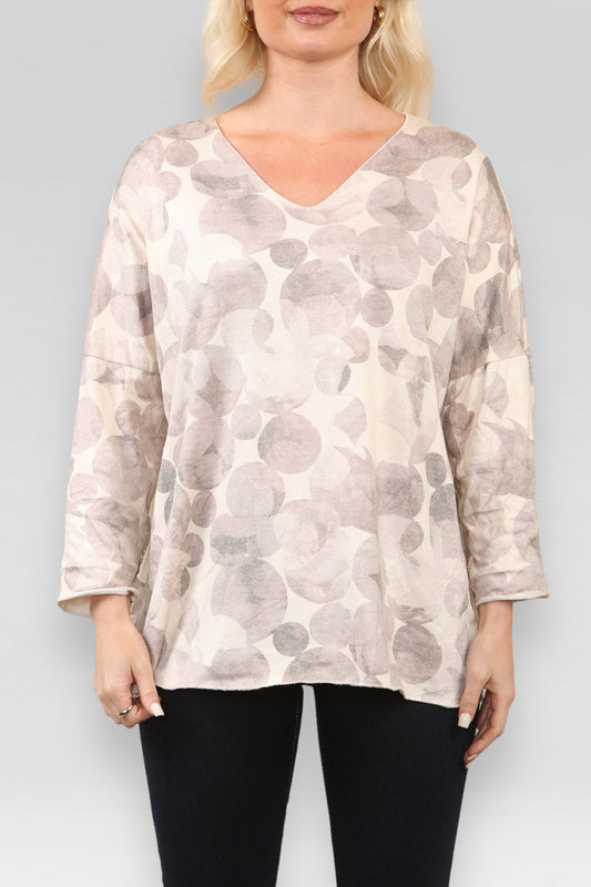 ABSTRACT CIRCLES PRINT JUMPER STONE