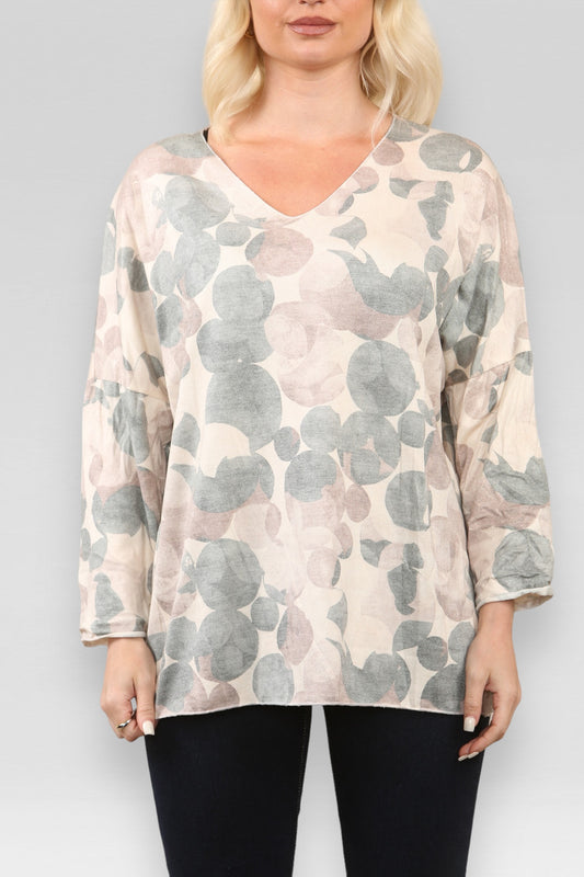 ABSTRACT CIRCLES PRINT JUMPER GREEN