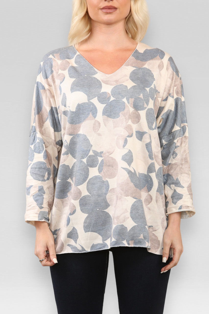 ABSTRACT CIRKELS PRINT TRUI DENIM