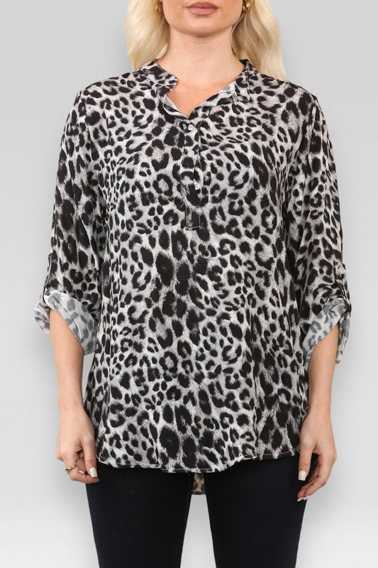 LEOPARD PRINT SHIRT GREY