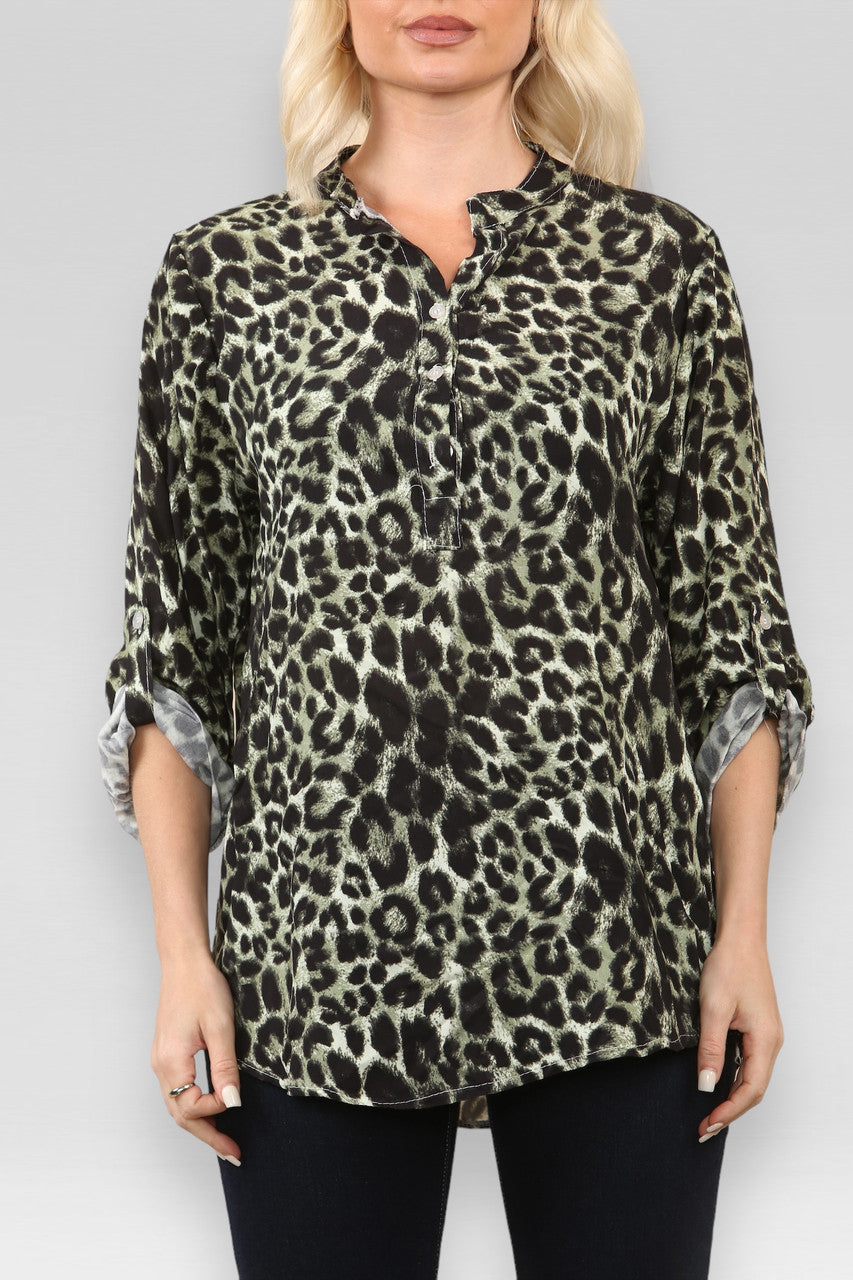 LEOPARDPRINT SHIRT KHAKI