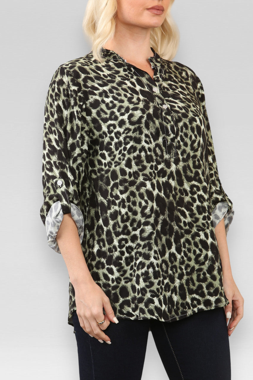 LEOPARDPRINT SHIRT KHAKI