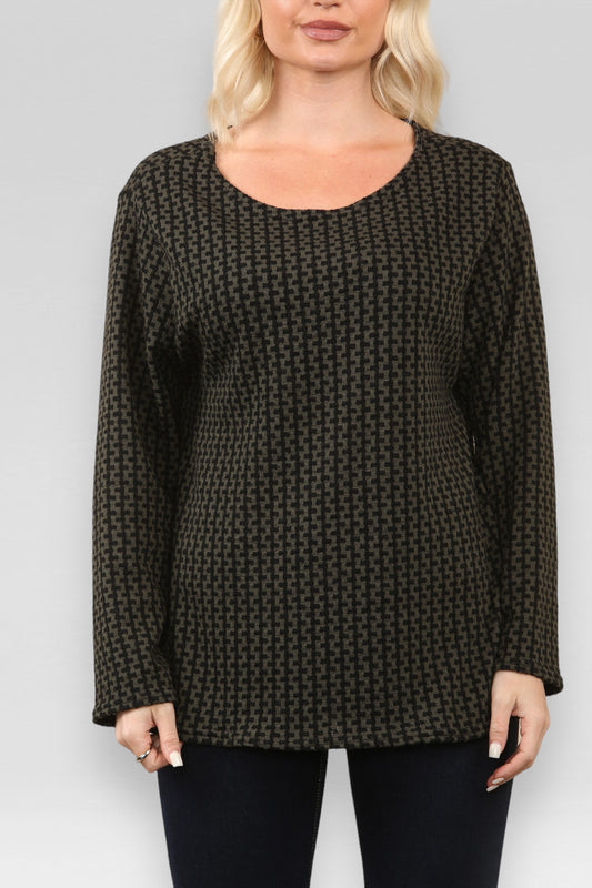 DOGTOOTH PRINT JUMPER KHAKI