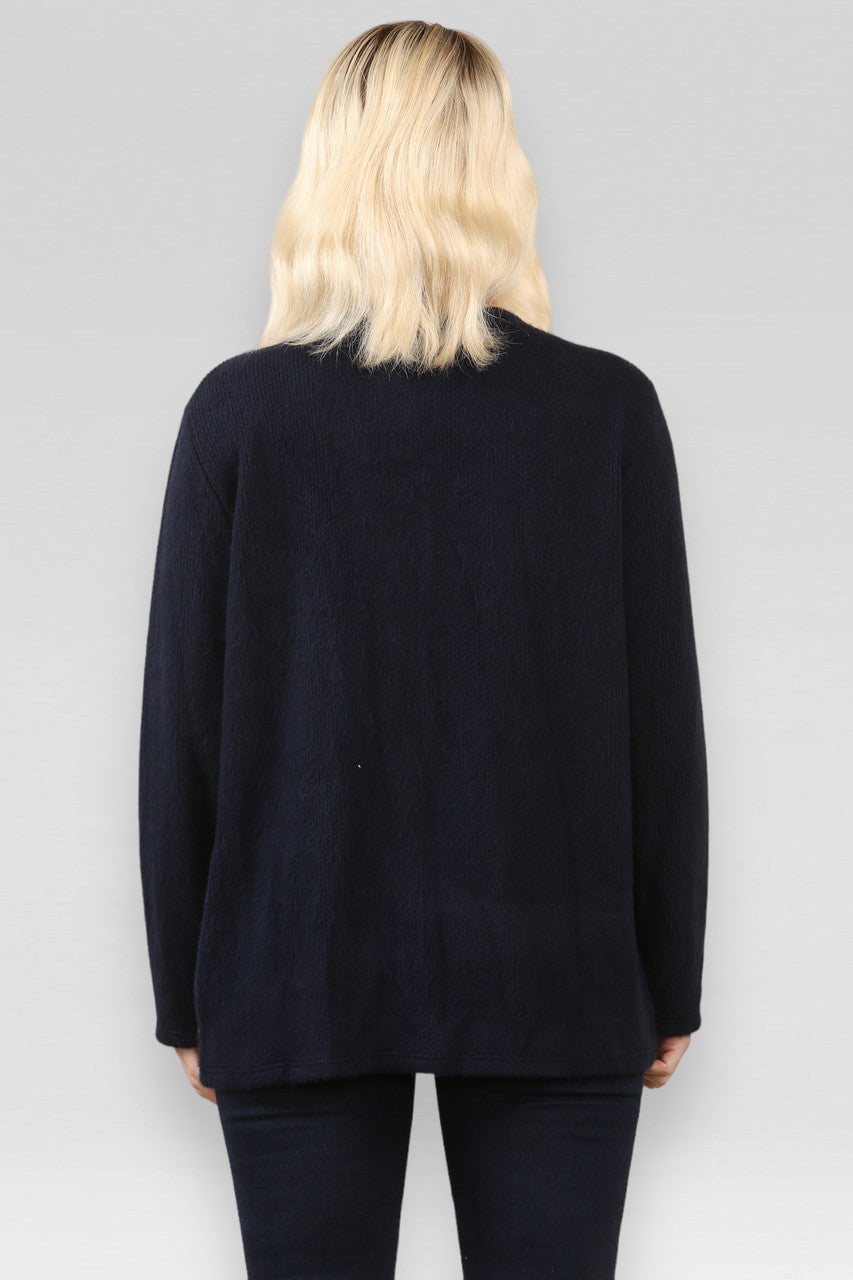 SPACE GEBREIDE PATCHWORK TRUI NAVY