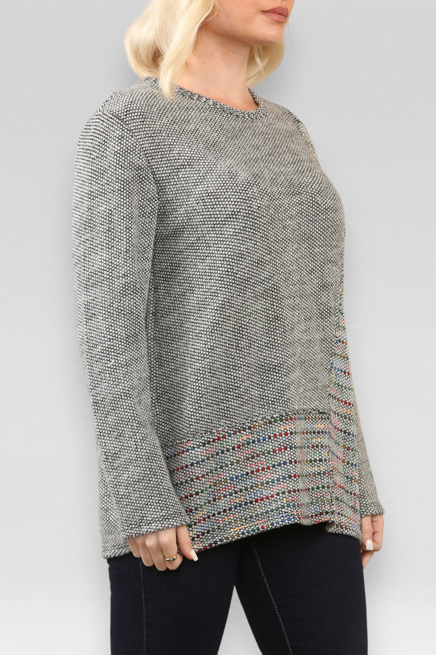 SPACE KNIT PATCHWORK TRUI GRIJS