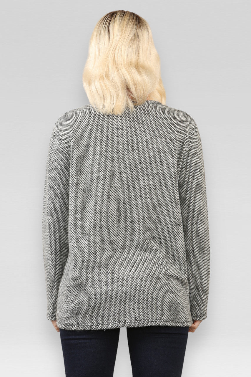 SPACE KNIT PATCHWORK TRUI GRIJS