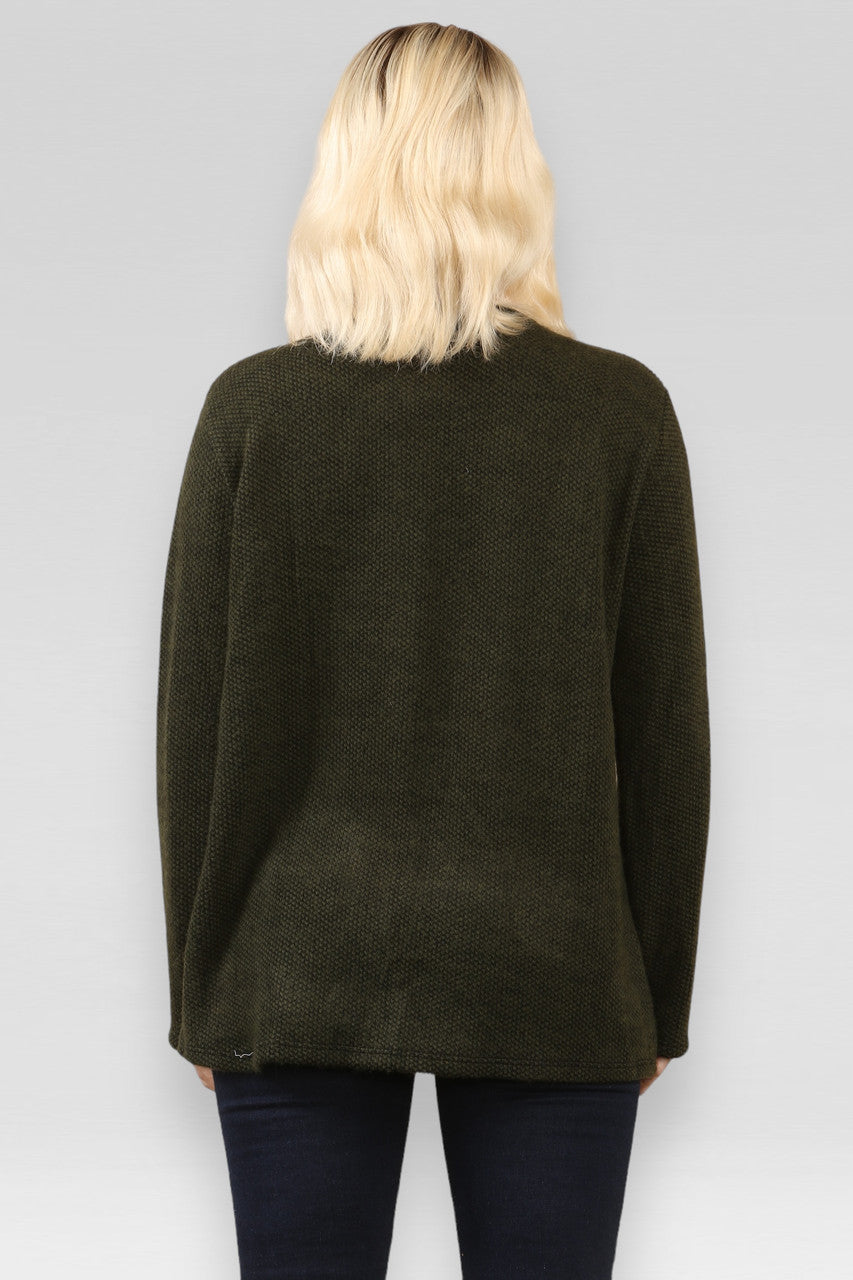 RUIMTE GEBREIDE PATCHWORK TRUI KHAKI