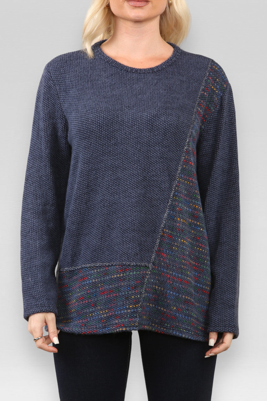 SPACE GEBREID PATCHWORK TRUI DENIM
