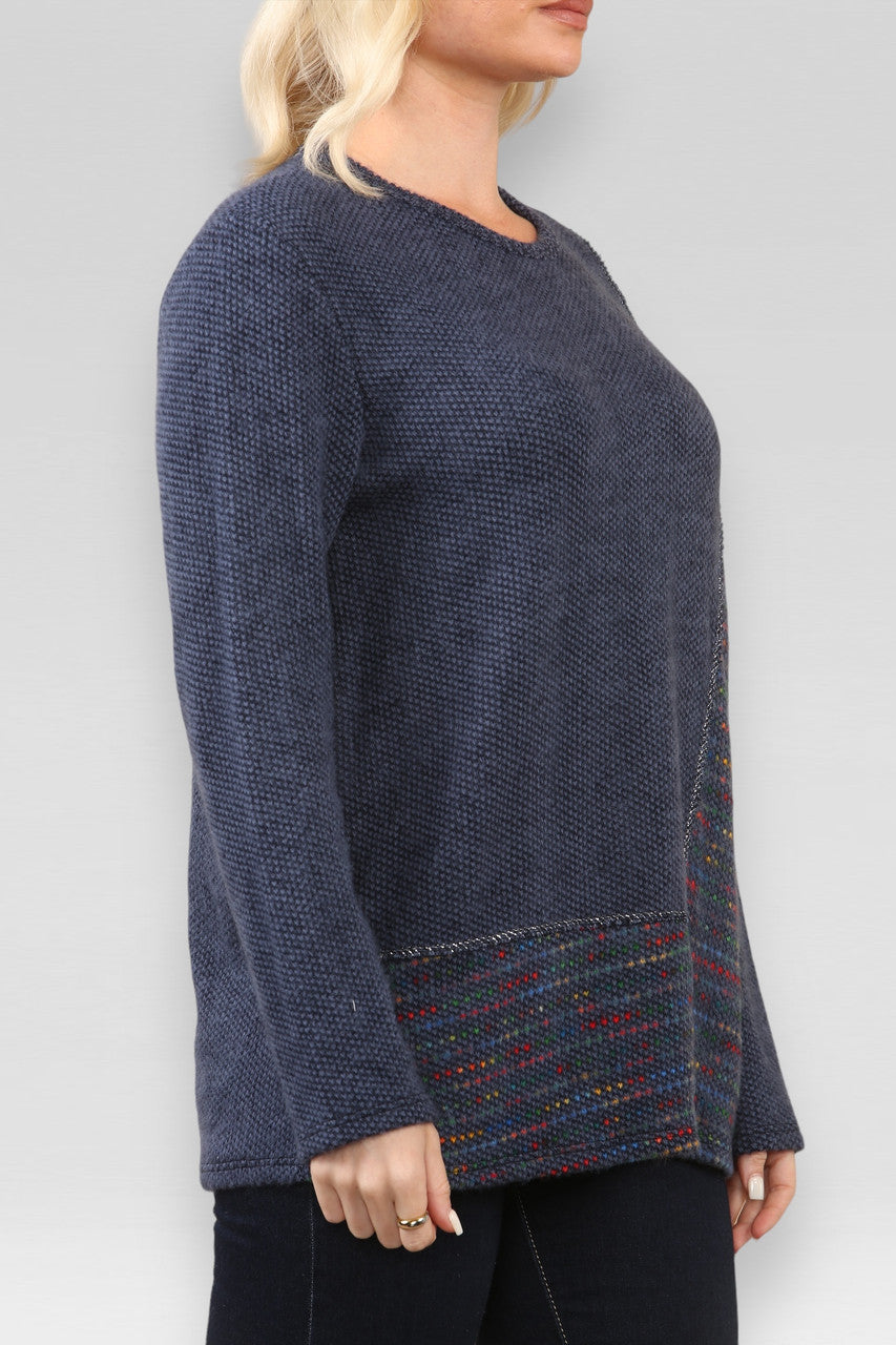 SPACE GEBREID PATCHWORK TRUI DENIM