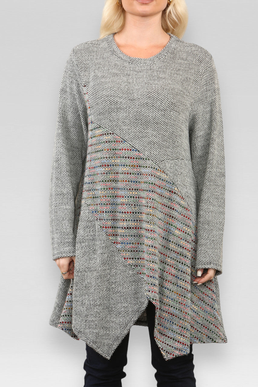 RUIMTE BREI PATCHWORK JURK GRIJS