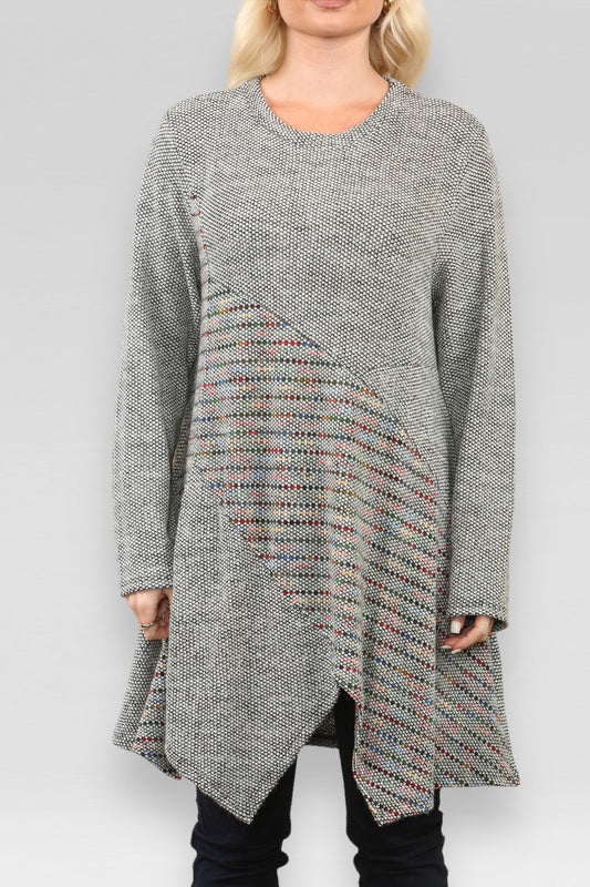 RUIMTE BREI PATCHWORK JURK GRIJS