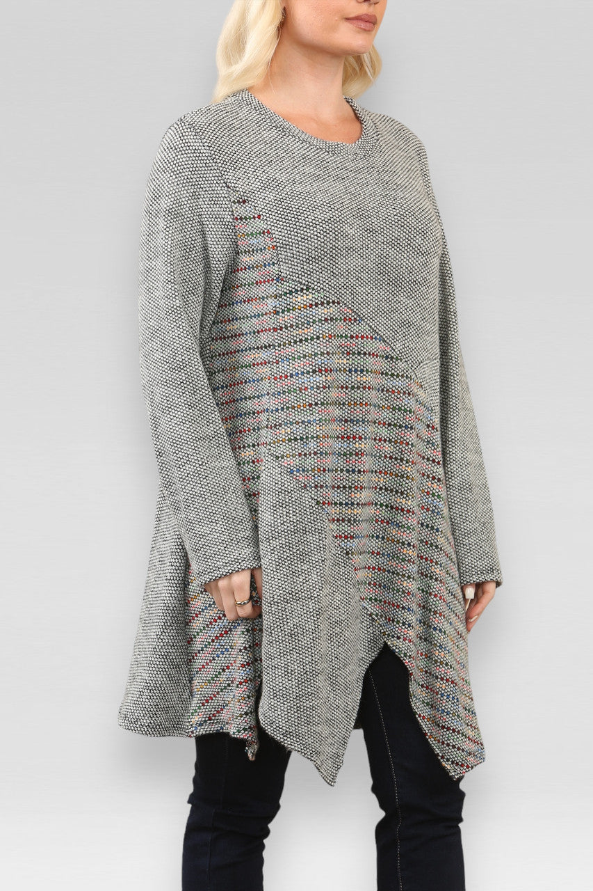 RUIMTE BREI PATCHWORK JURK GRIJS