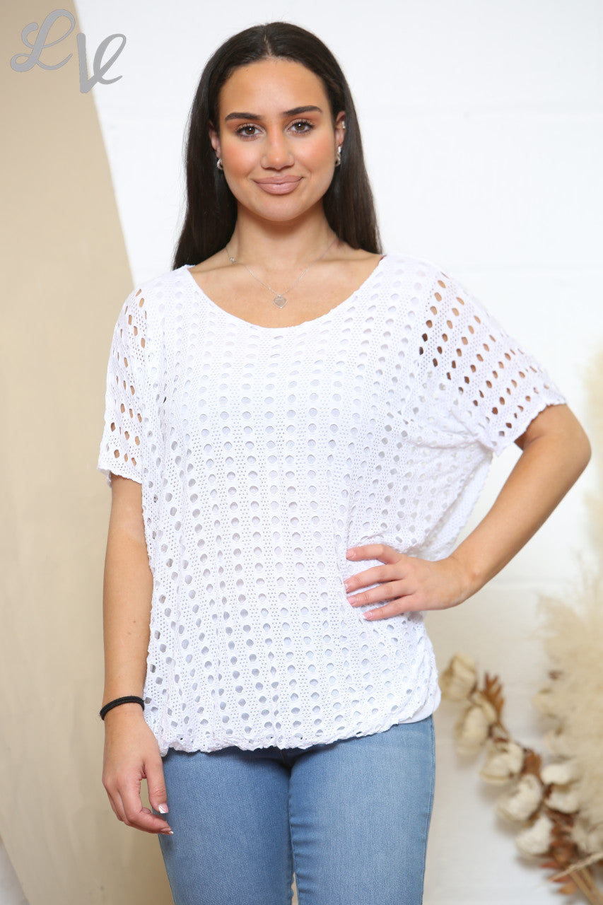 Dames Gehaakte Top Met Onderlaag Wit